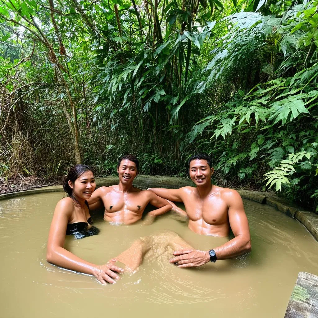 Relaxing mud bath at Binh Chau Hot Springs