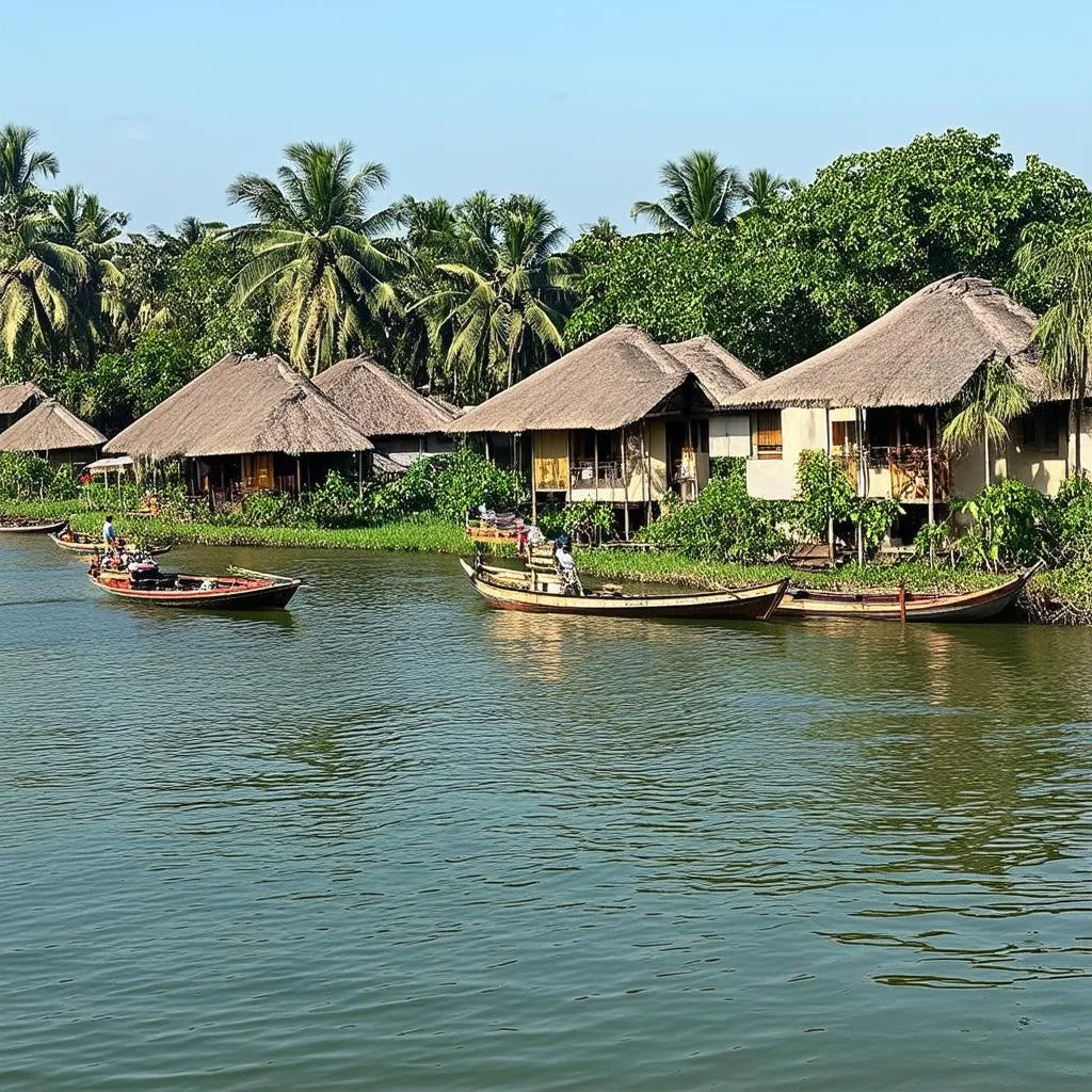 Traditional Vietnamese village on the river