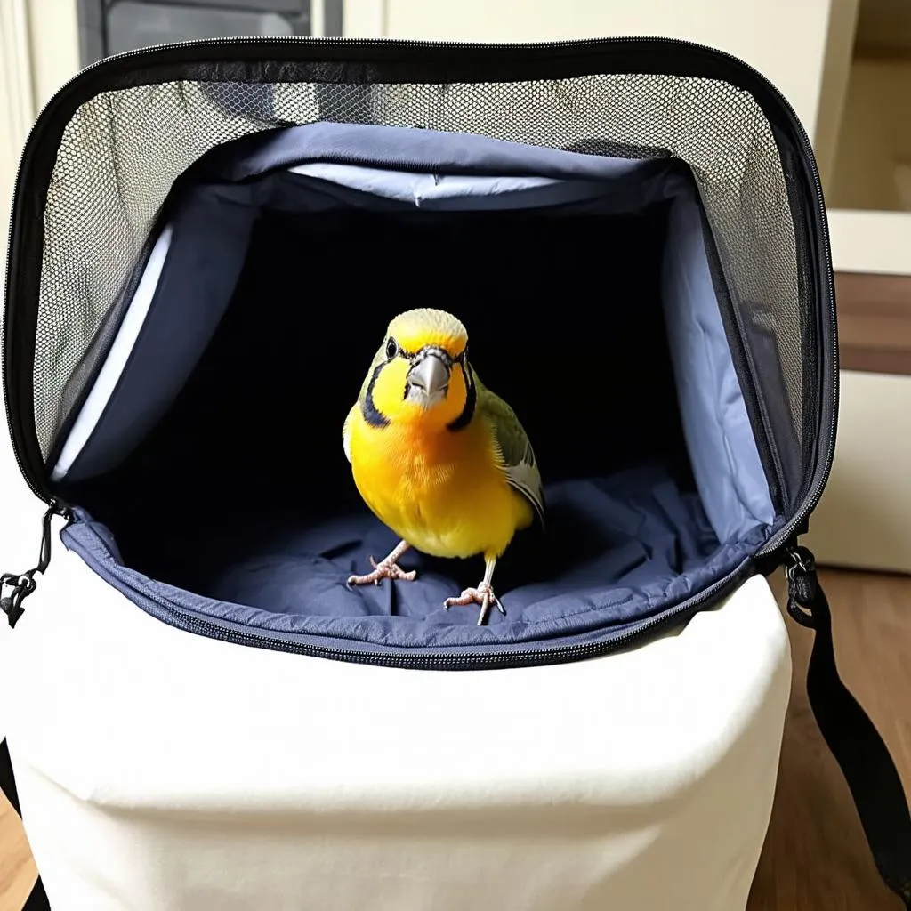 Bird in a carrier