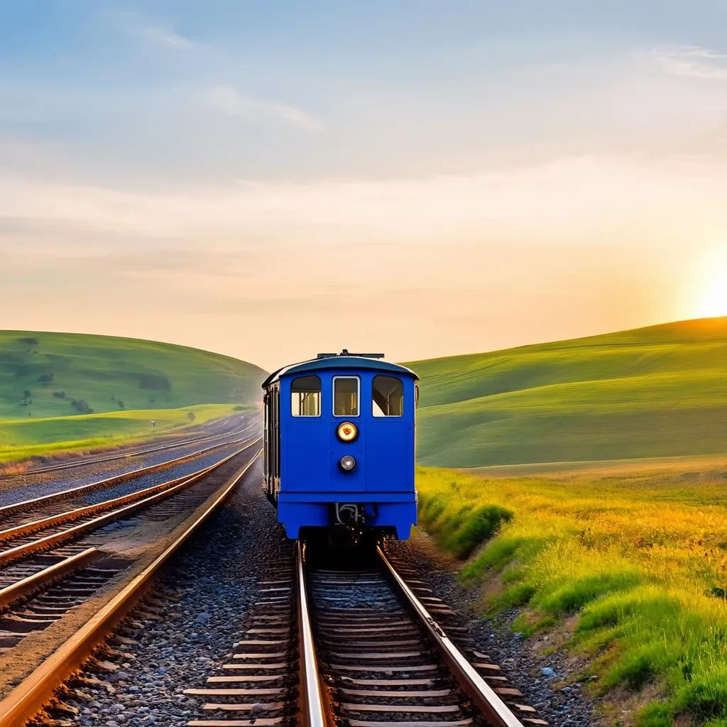 Blue Cart on Tracks