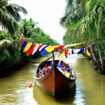 Boat on canal in Huynh Kha