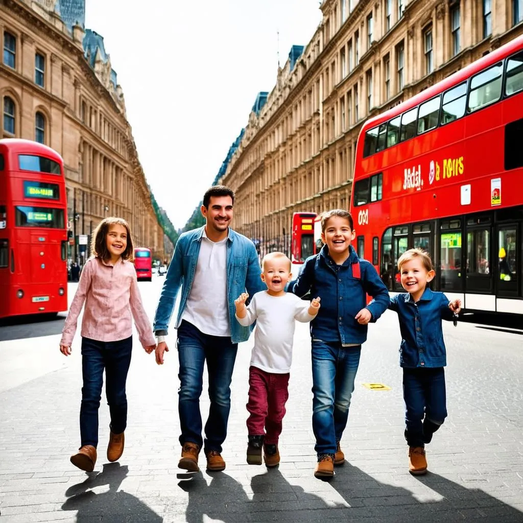 Family exploring London