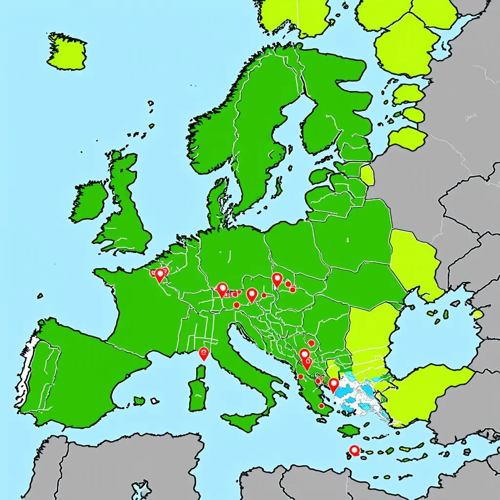 Budget travel Europe map