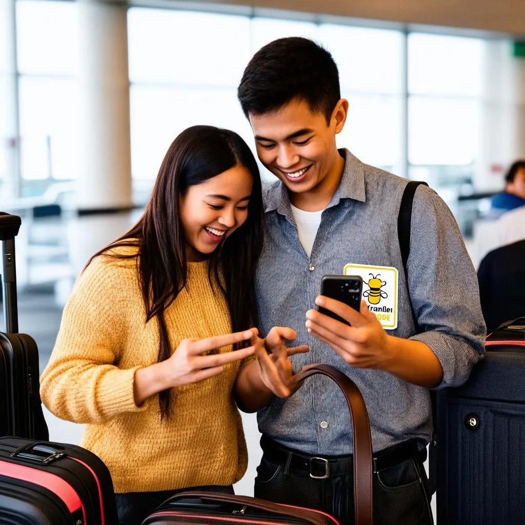 couple using bumble travel mode