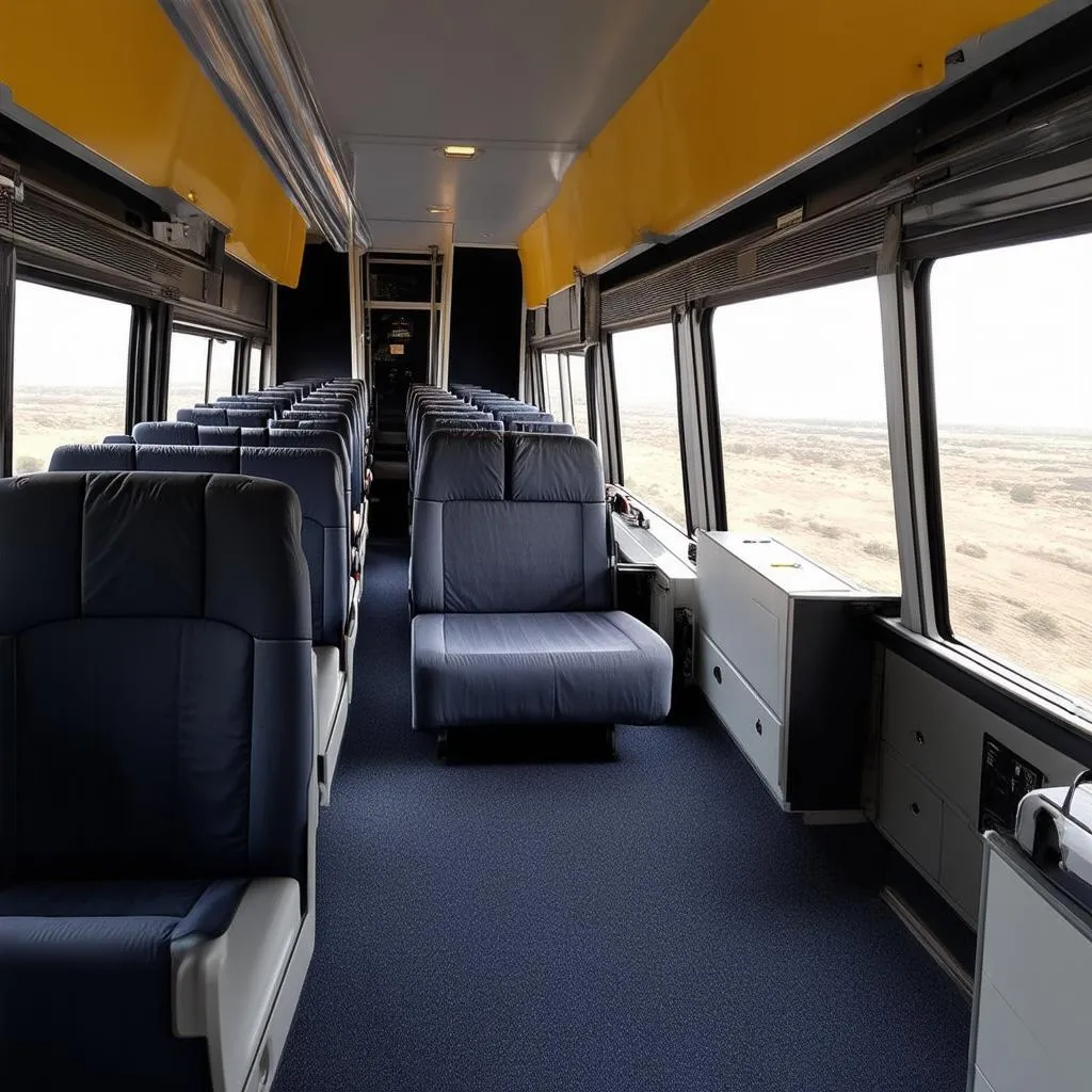 Spacious and comfortable 29-seater bus interior