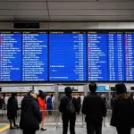 Bus Schedule Board at a Station