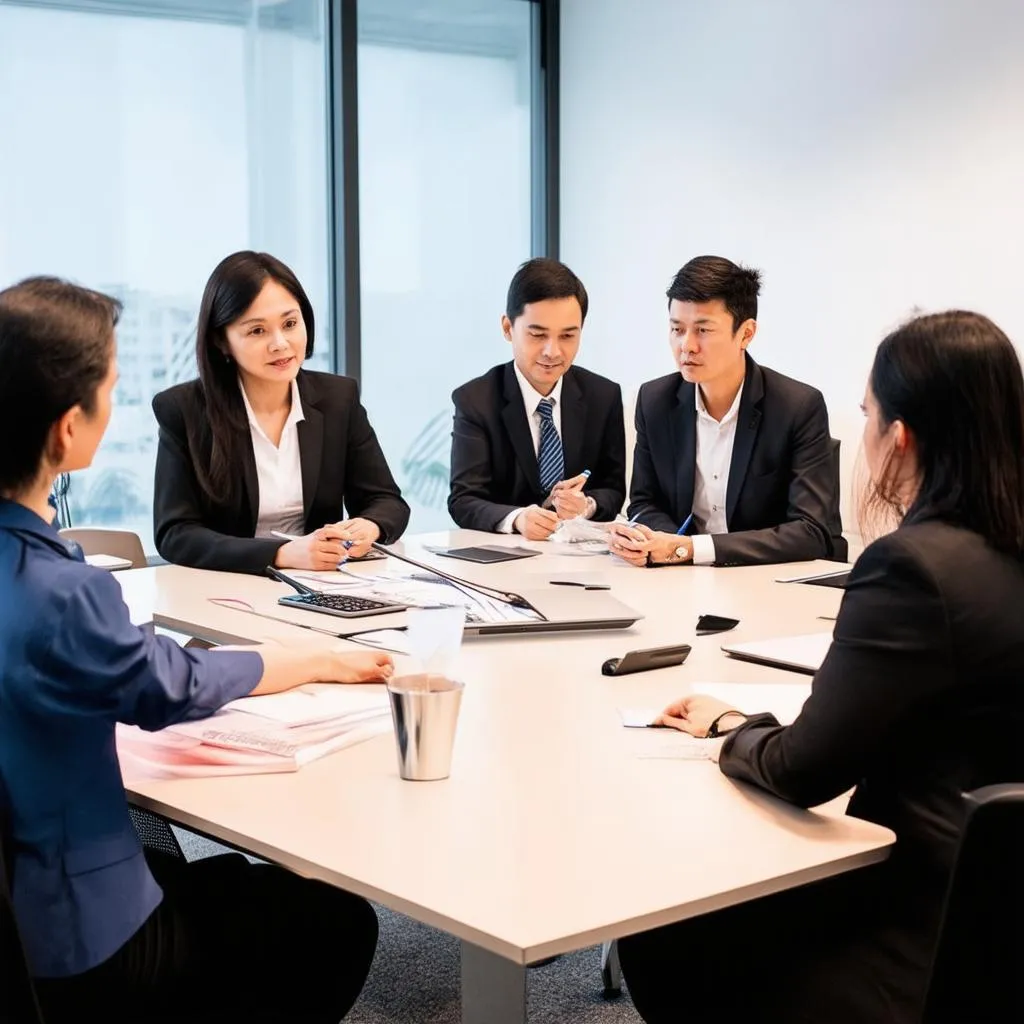 Business meeting in a modern office in Ho Chi Minh City