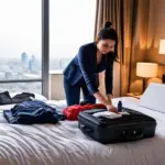 business traveler packing for a trip