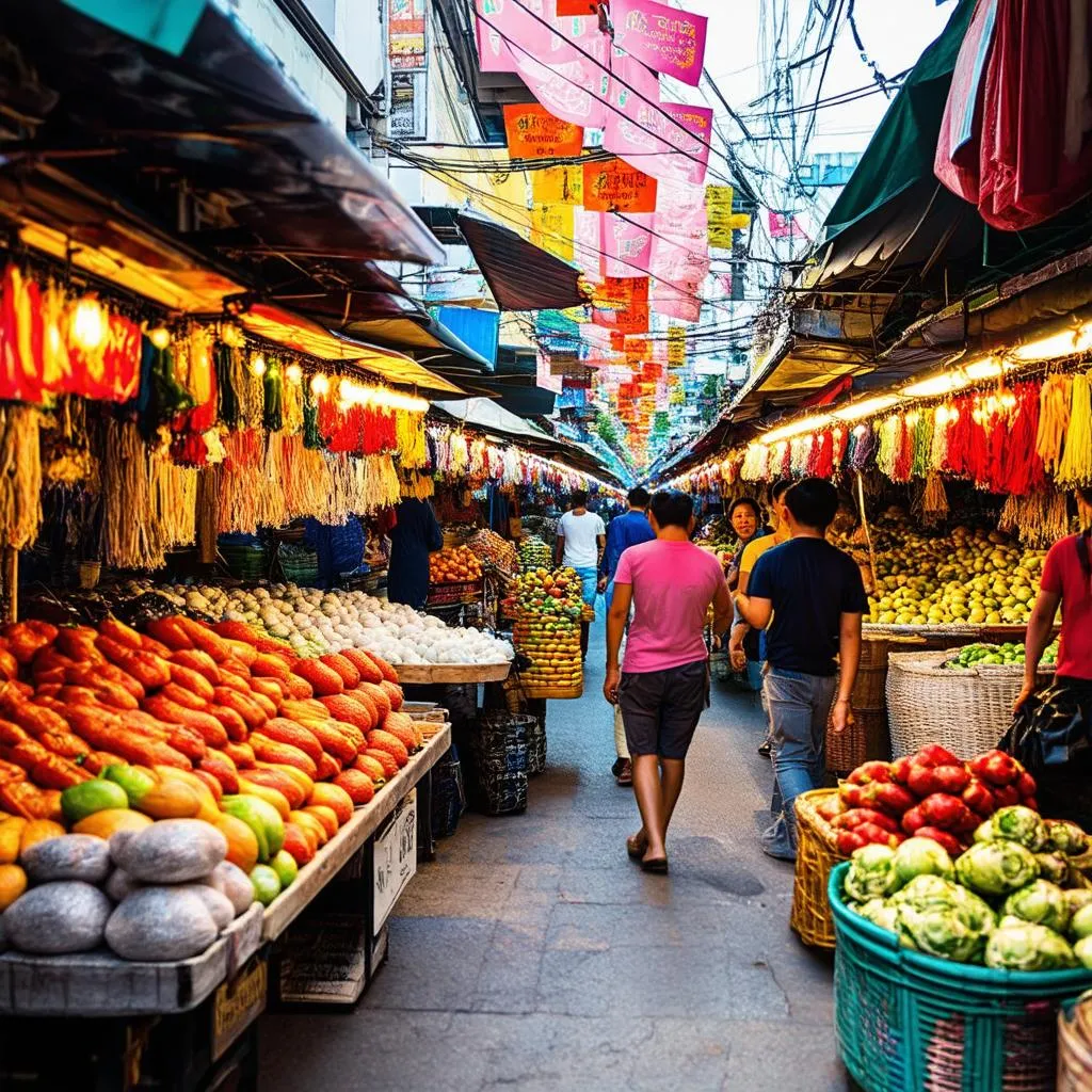 Bustling Market in Bangkok