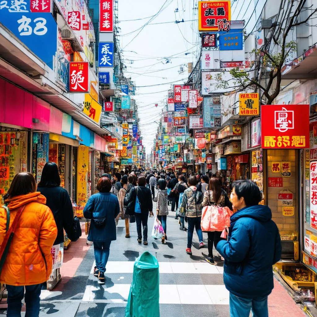 bustling myeongdong shopping district