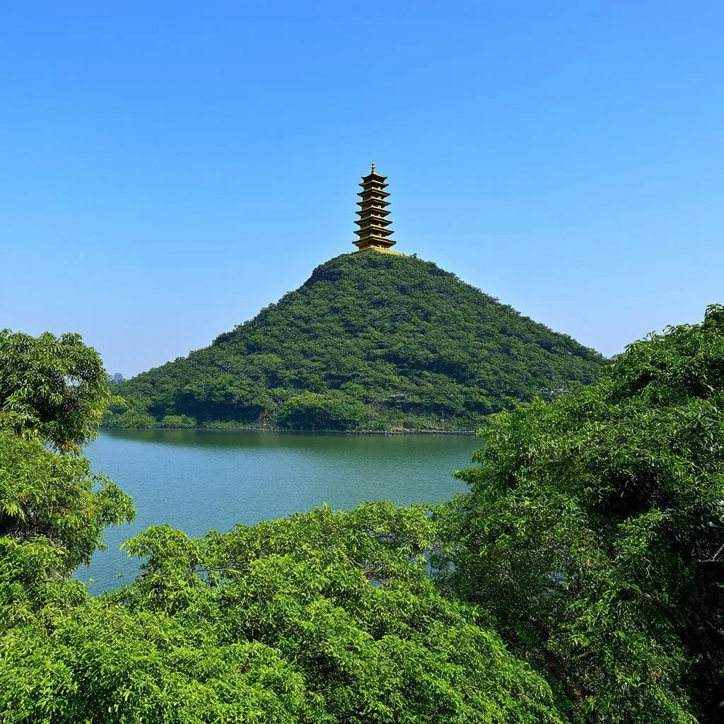 Scenic view of Buu Long Mountain Pagoda