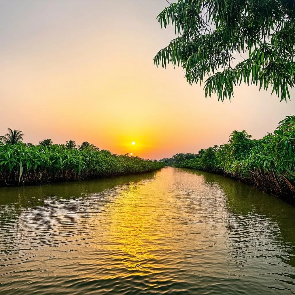 Sunset over Mekong Delta