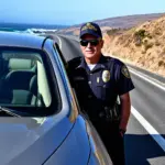 police officer talking to driver