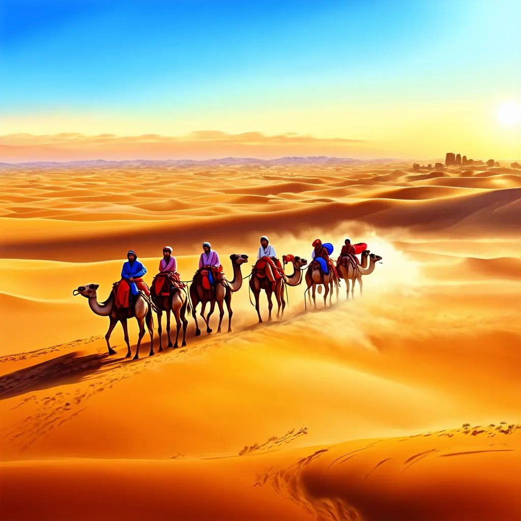 Camel caravan on the Silk Road