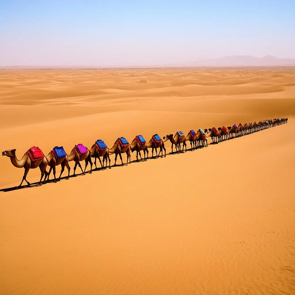 camel caravan in Sahara desert