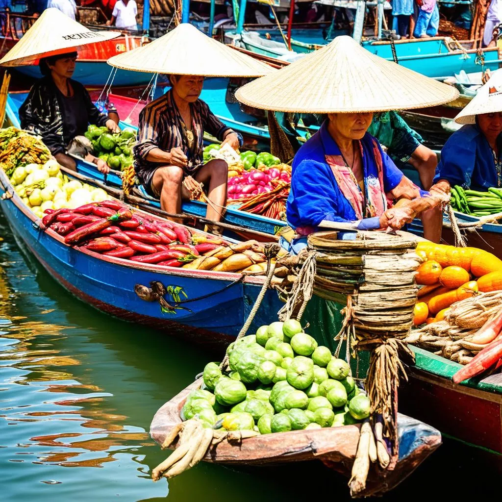 Vendors at Can Tho Floating Market