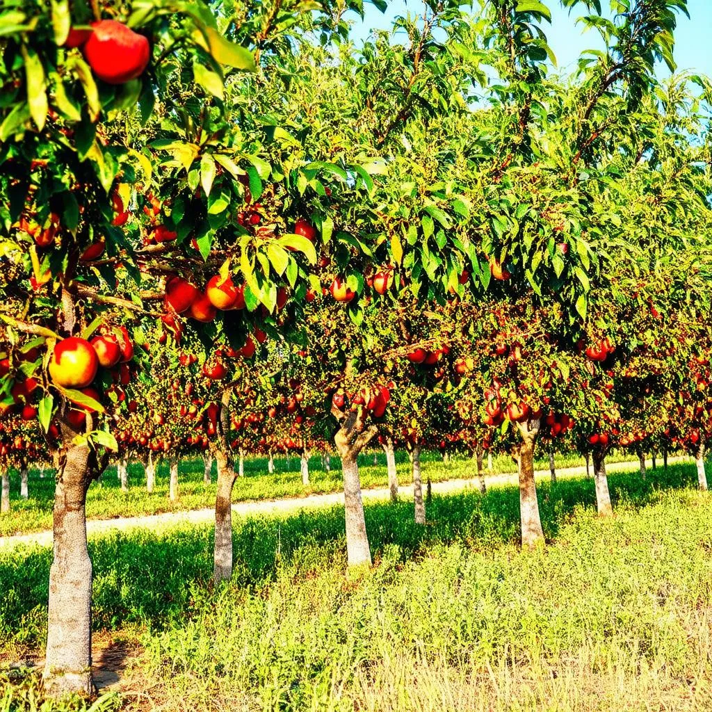 A lush orchard filled with fruit trees in Can Tho