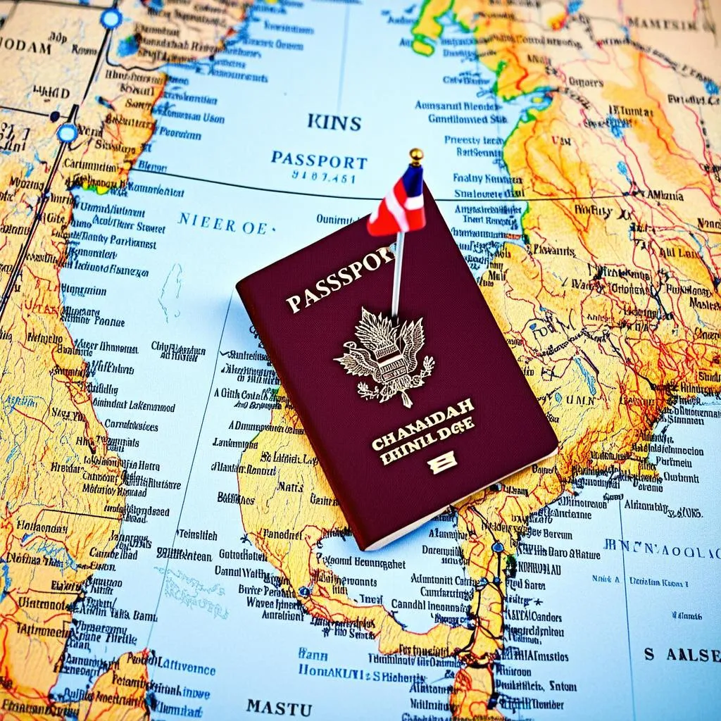 Canadian Passport and US Flag