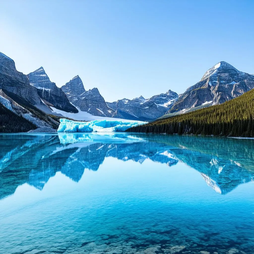 Canadian Rockies reflected in a glacial lake