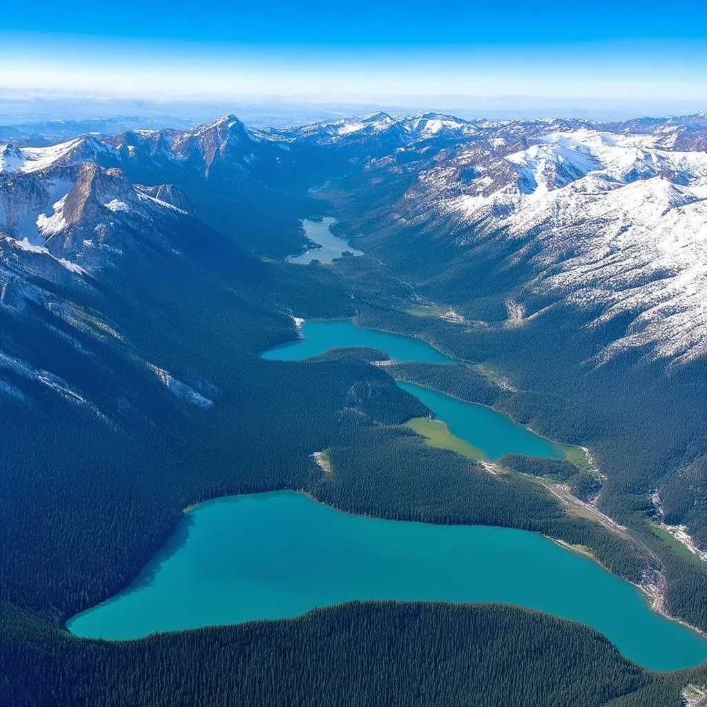 Aerial view of the Canadian Rockies