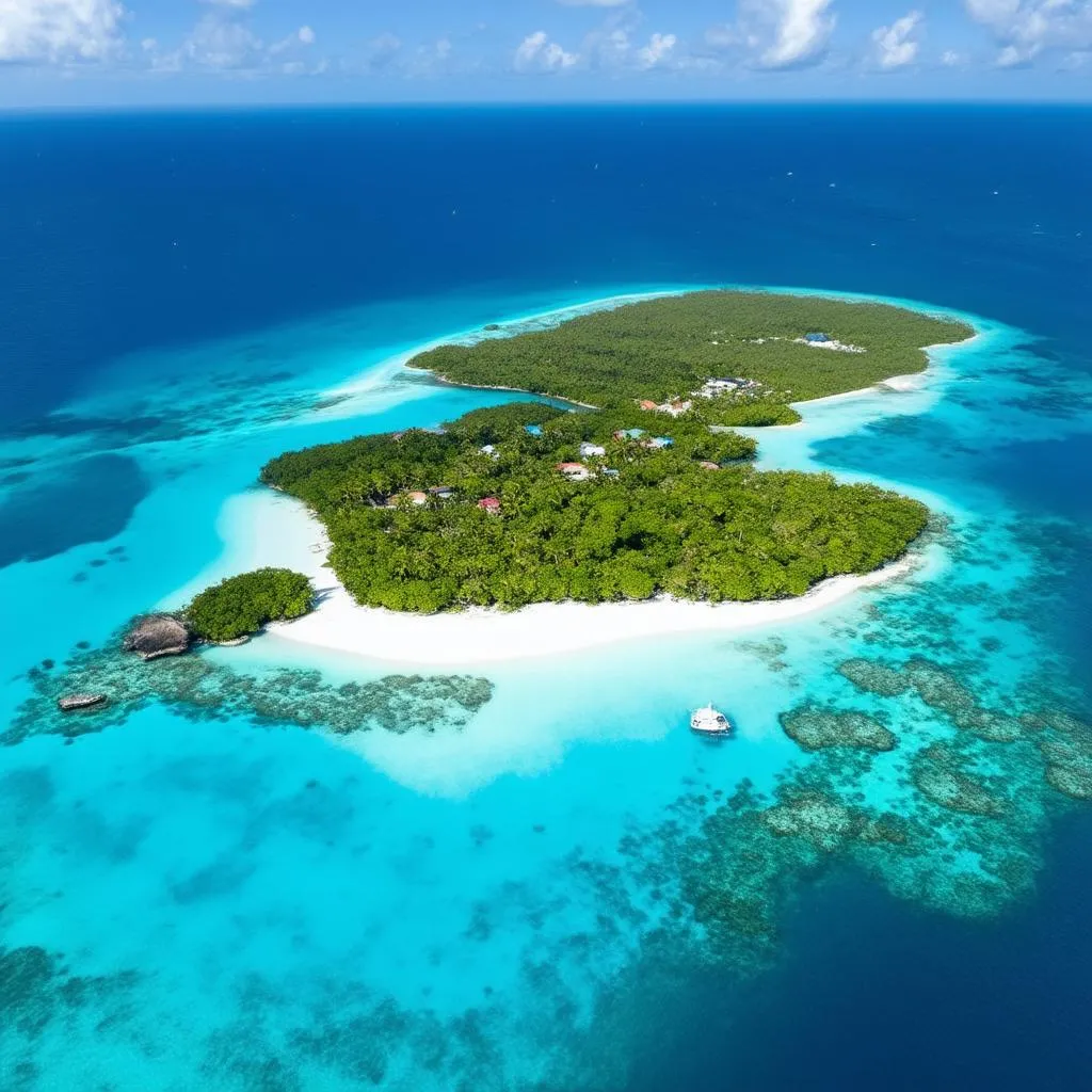 Aerial view of Caribbean islands