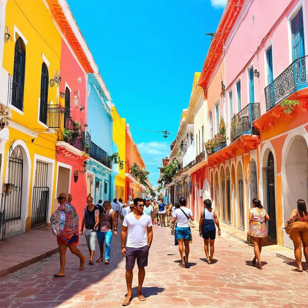 Colorful houses in Cartagena, Colombia