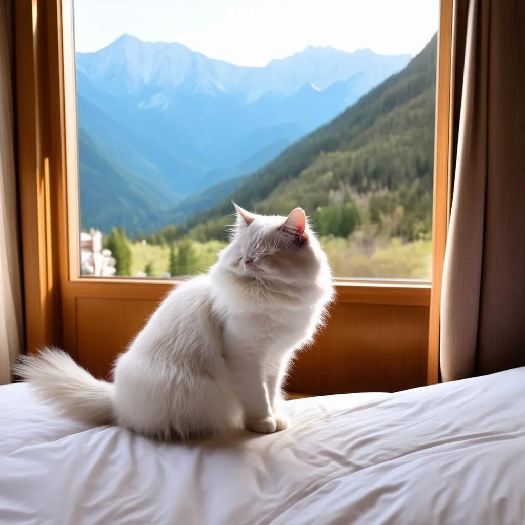 Cat in a Hotel Room