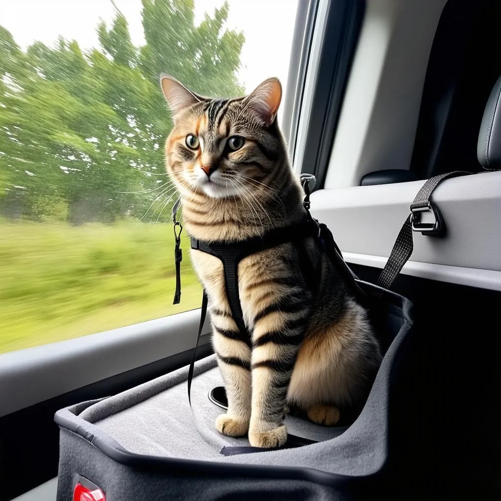 Cat looking out of the car window