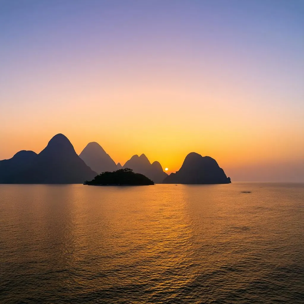 Sunset on Cat Ba Island