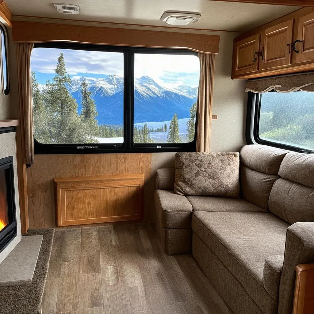 Interior view of a chalet travel trailer