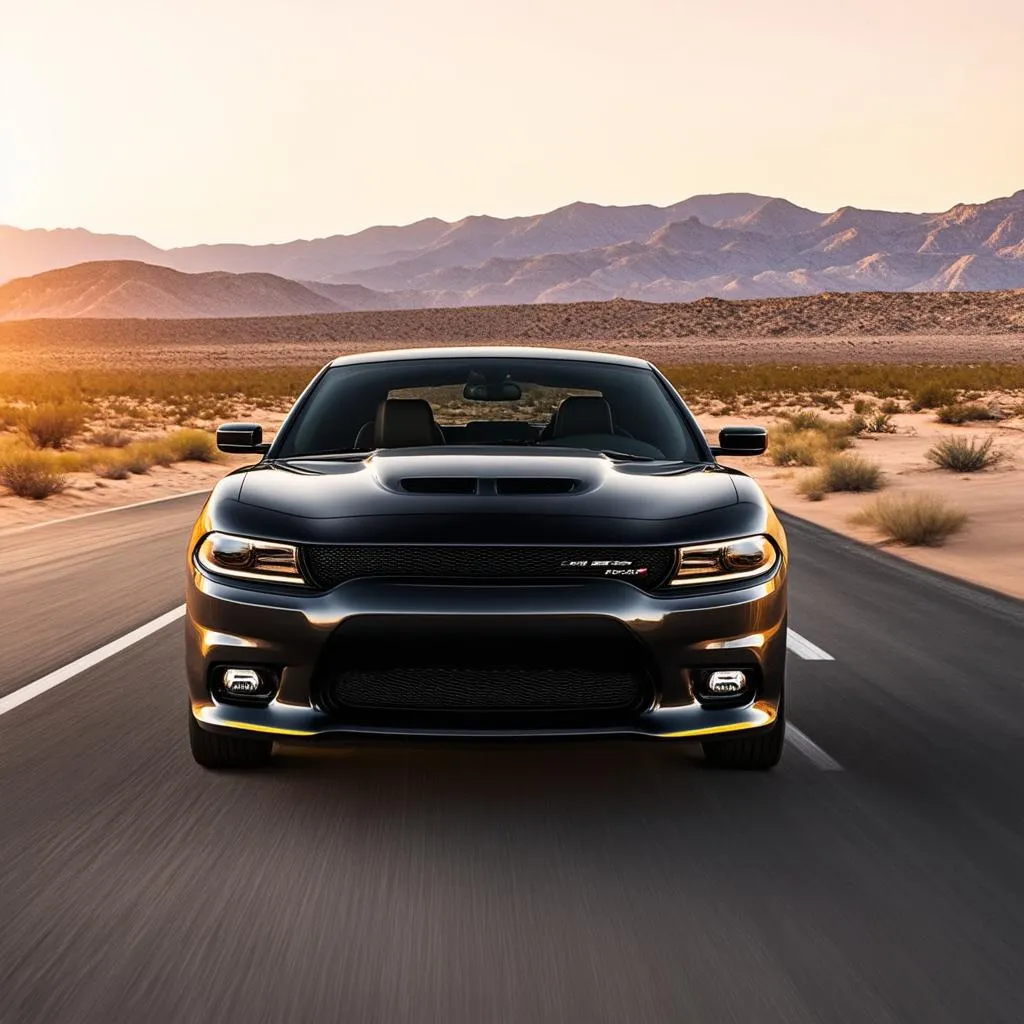 Charger driving on an open road