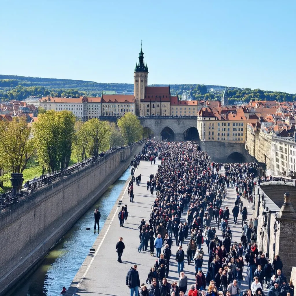 Crowds on Charles Bridge