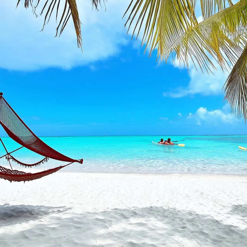 Tropical beach with palm trees