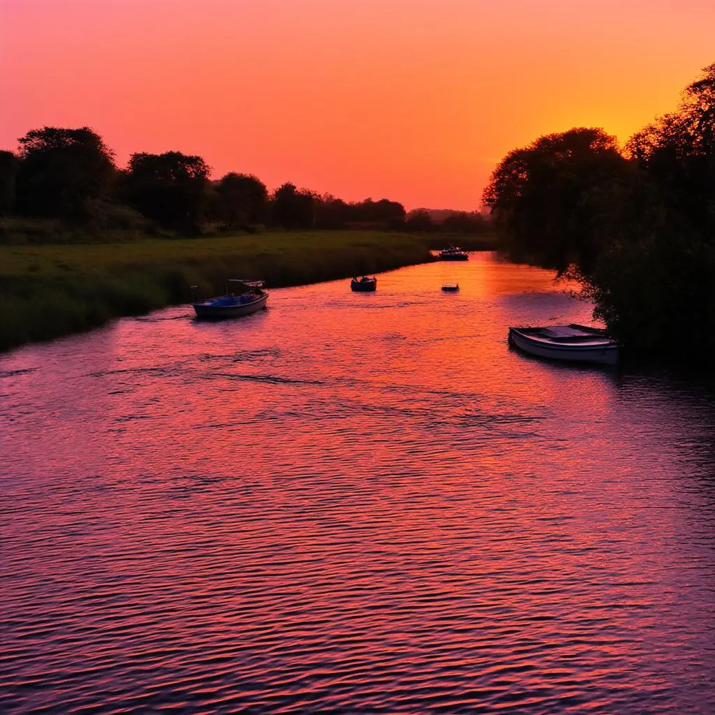 Sunset over the Mekong Delta in Chau Doc