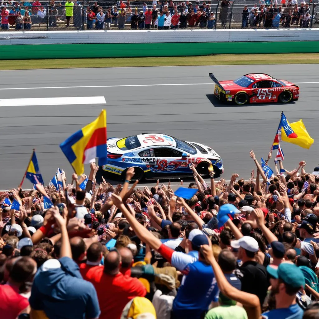 Enthusiastic Fans at Racetrack