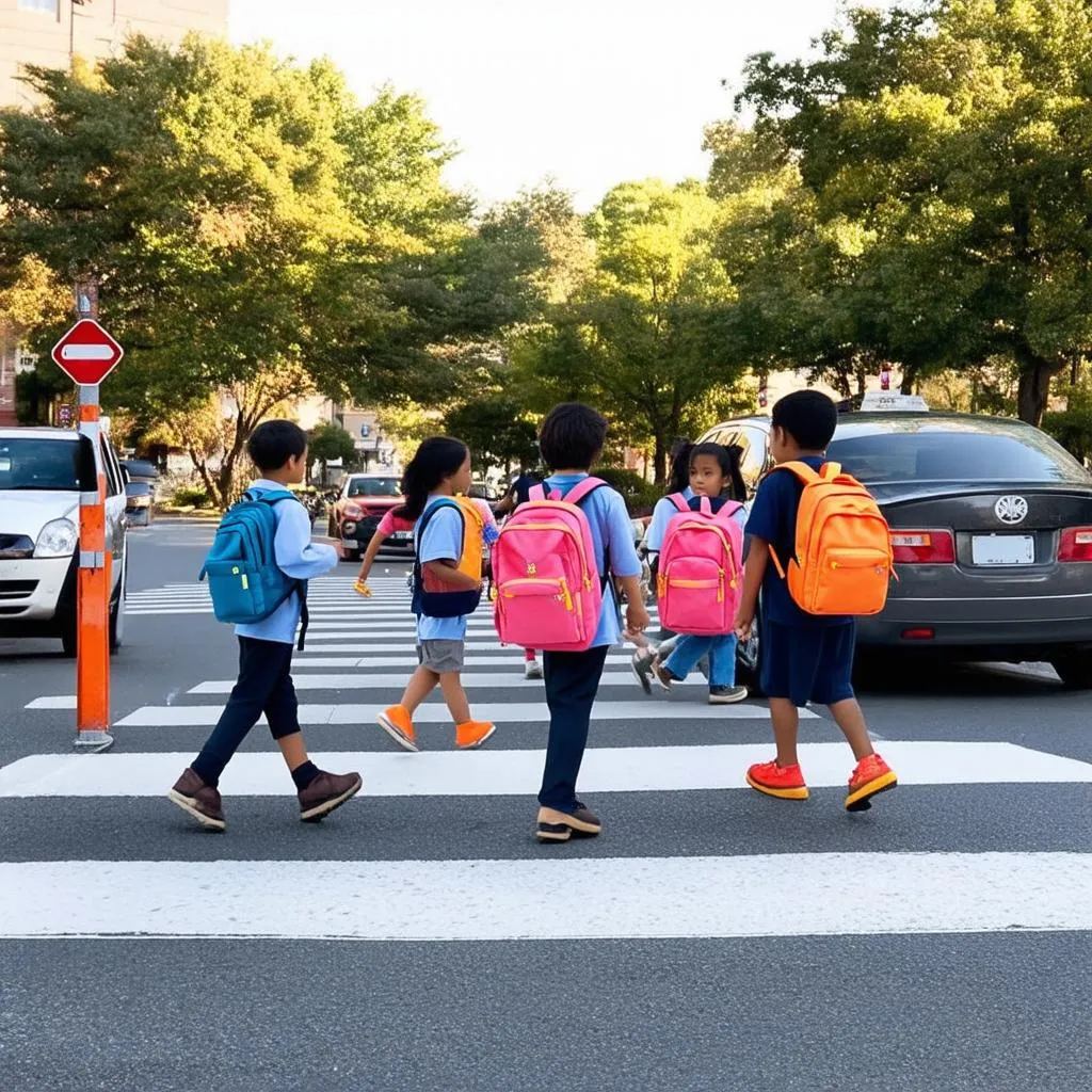 Children Crossing Street