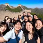 Group of tourists visiting the Great Wall of China