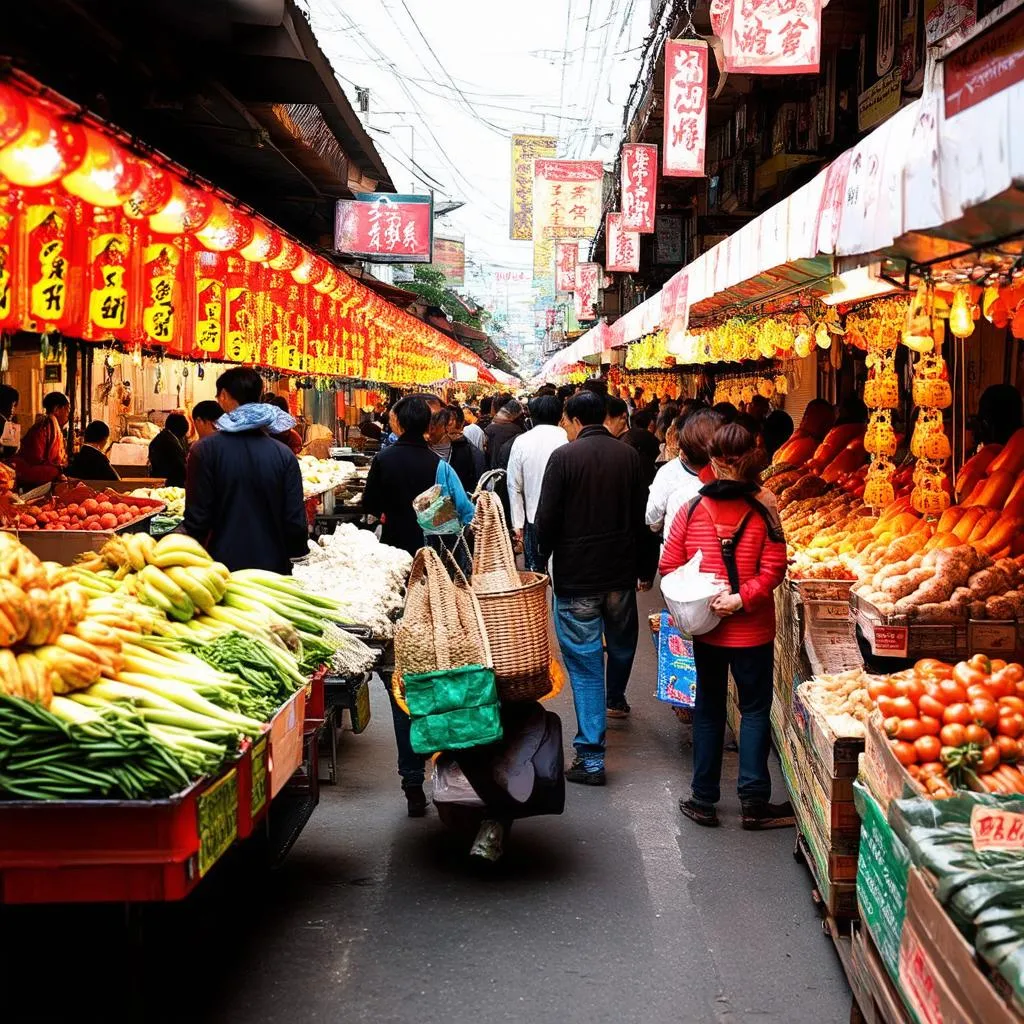 Bustling Chinese market