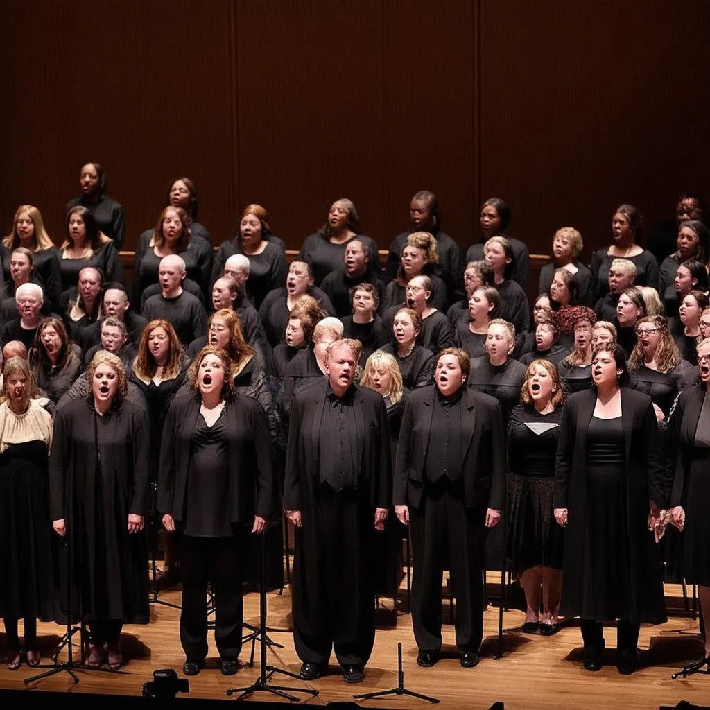 A choir singing &quot;A Spaceman Came Travelling&quot;