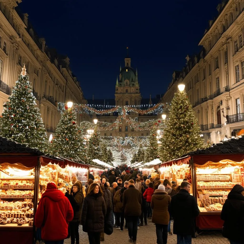 Vienna Christmas Market at night