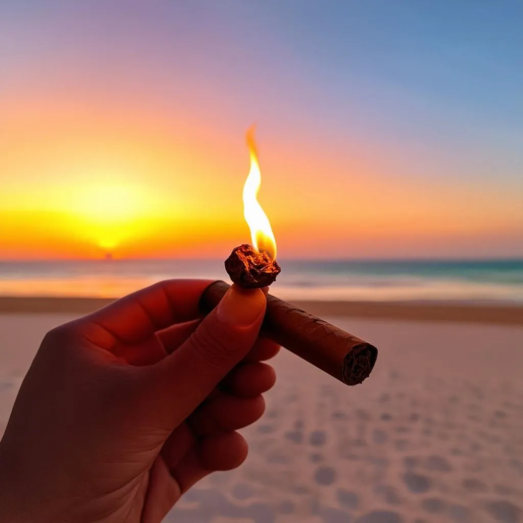 cigars on the beach