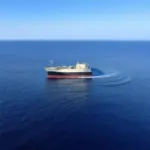 Ship navigating in a circle