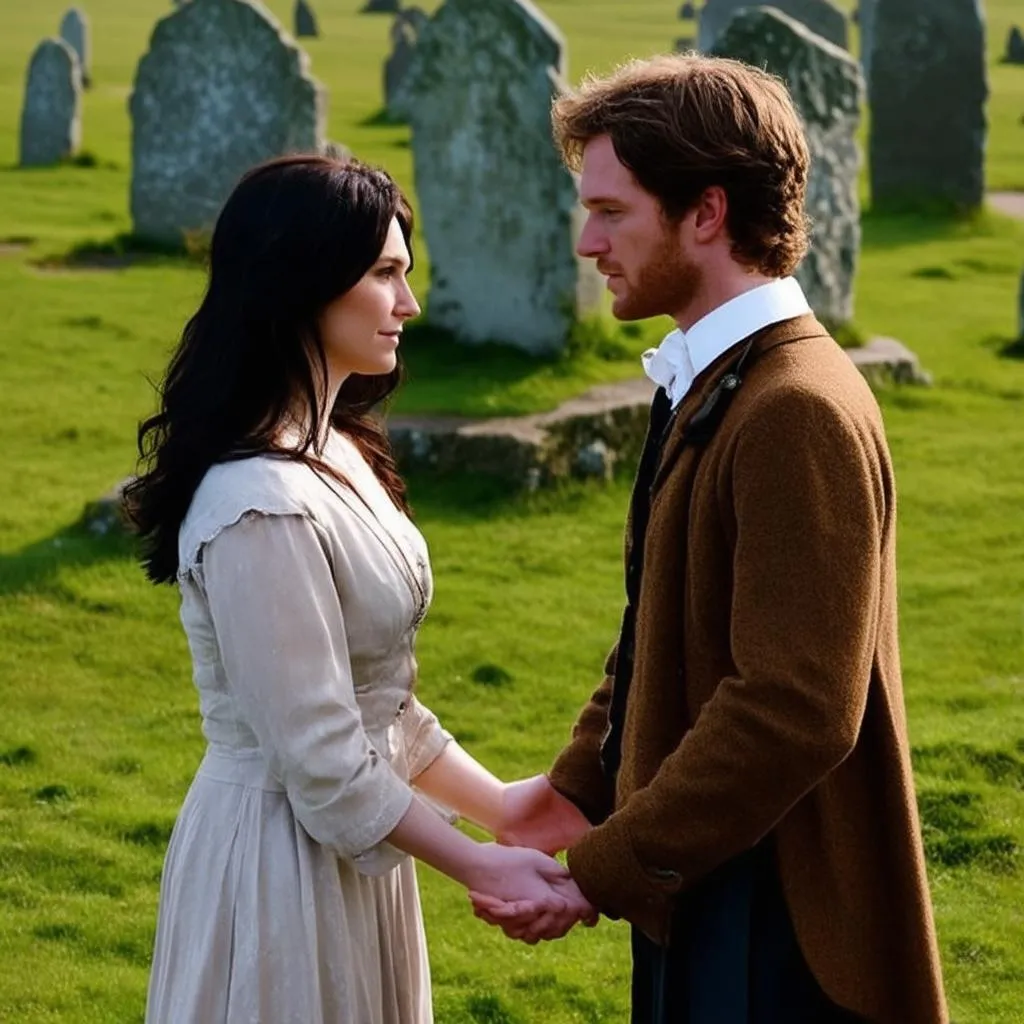 Claire and Jamie at the Standing Stones