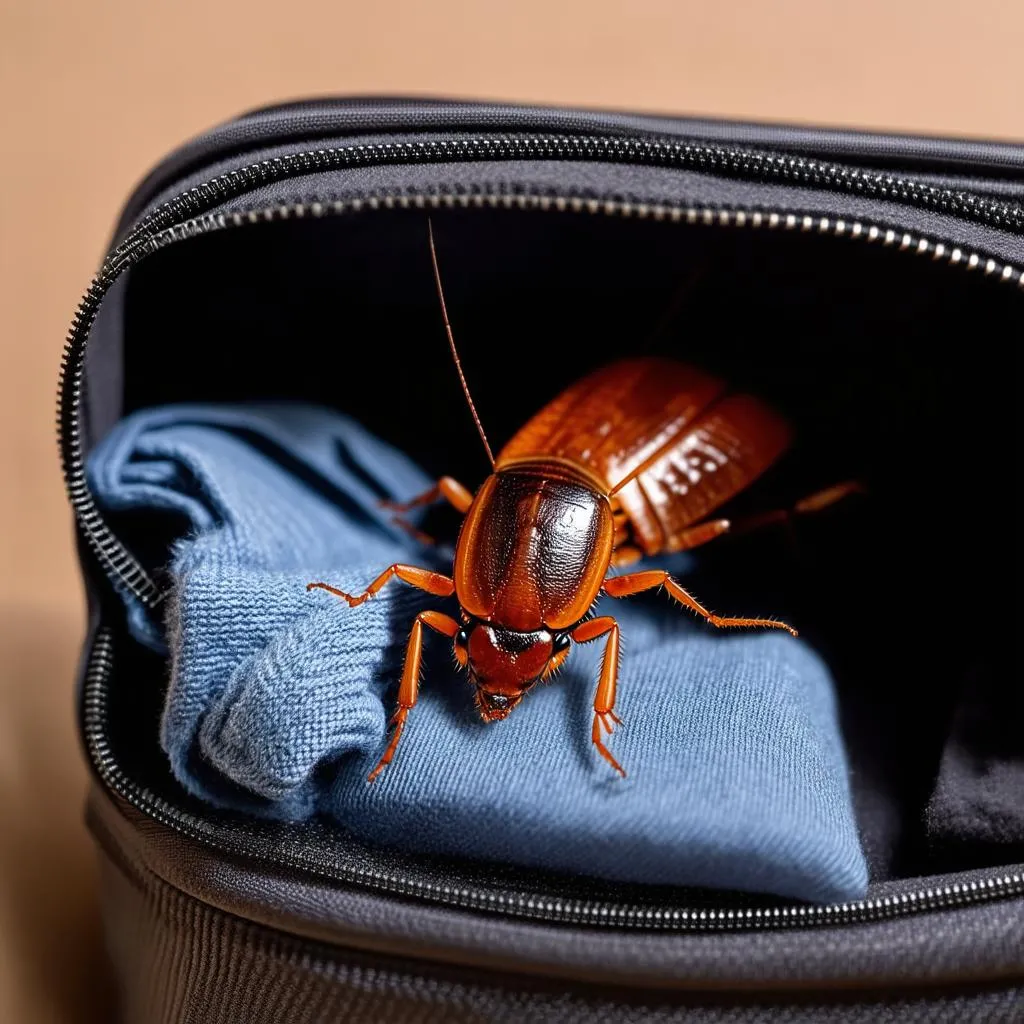 cockroach in luggage