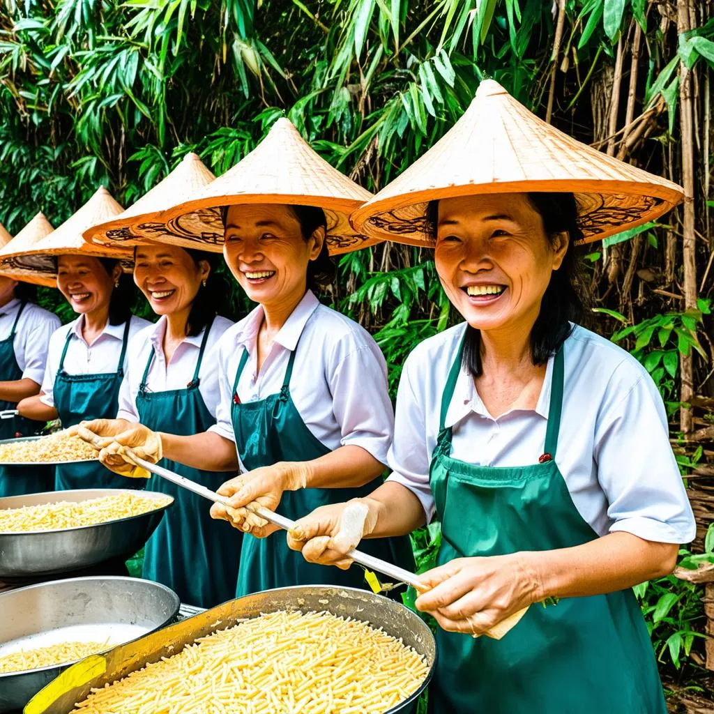 Local women making coconut candy