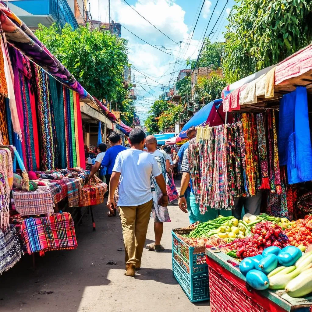 Bustling market in Guatemala