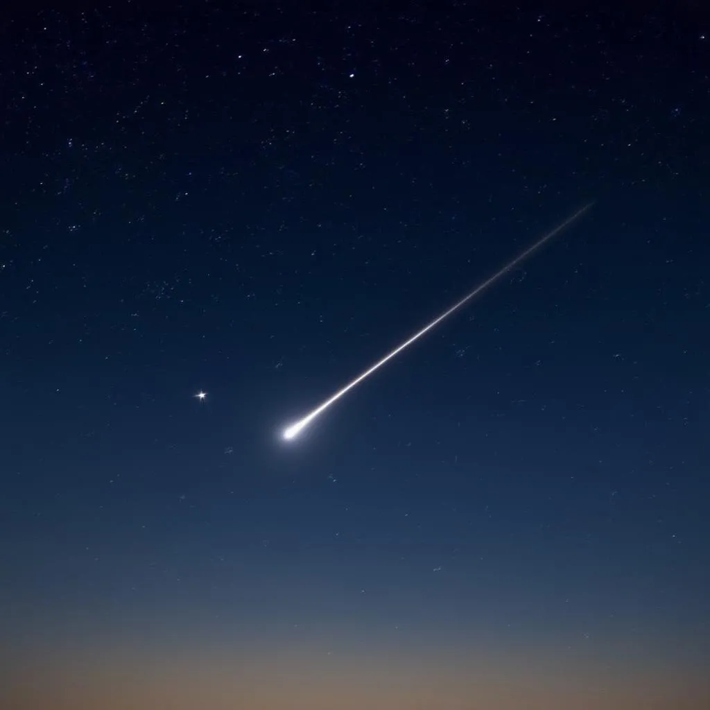 Comet tail in the starry sky