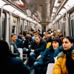 commuters on a train