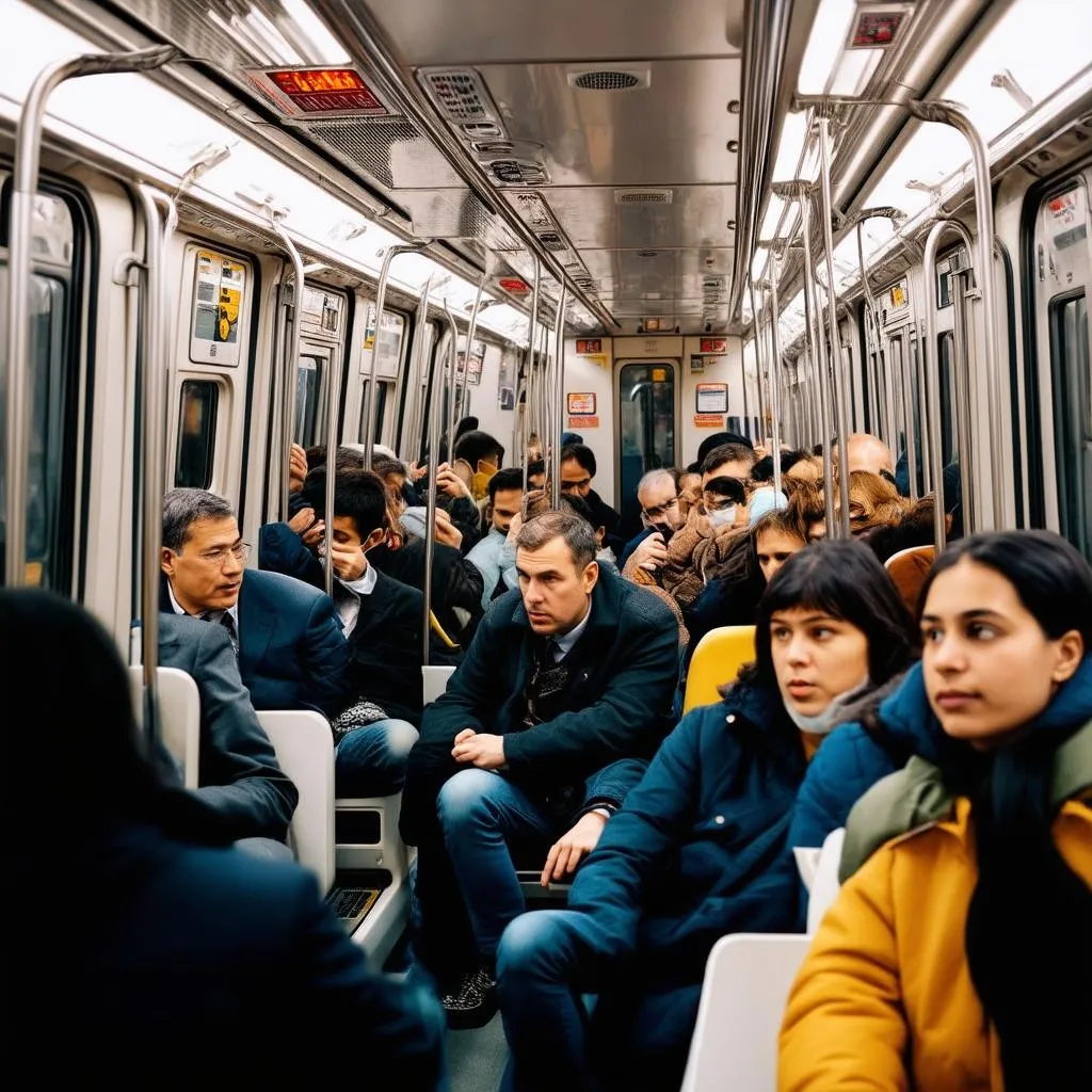 commuters on a train