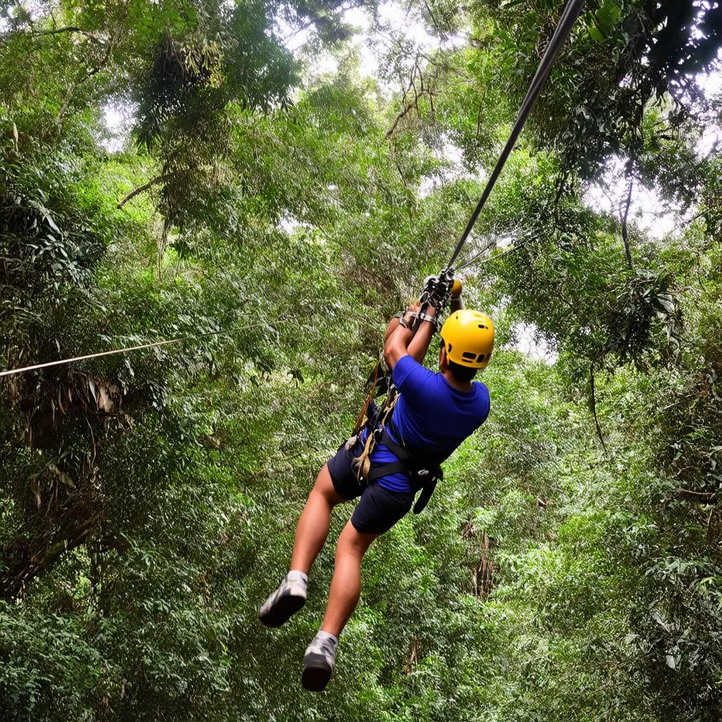 Ziplining through Costa Rica's rainforest canopy